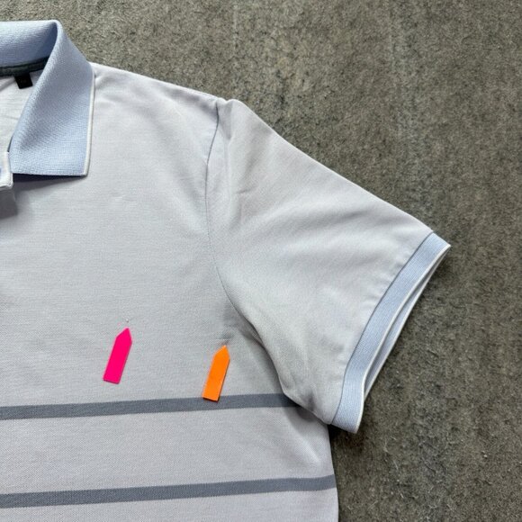 Greyson Polo Shirt Men L Blue Striped Golf Performance Stretch - Picture 3 of 13